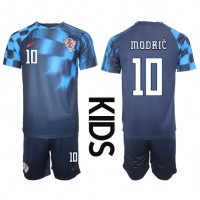 Kroatien Luka Modric #10 Fußballbekleidung Auswärtstrikot Kinder WM 2022 Kurzarm (+ kurze hosen)